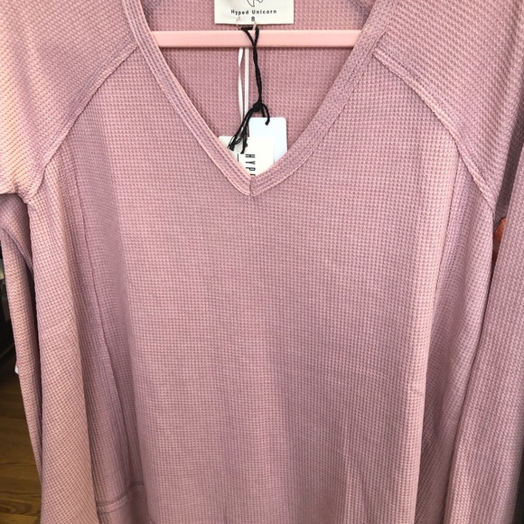 Blush Waffle Raw Edge Cut Slouchy Tunic Top! - Picture 12 of 15